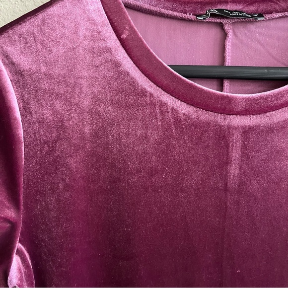 🔟 Zara Raspberry Velvet Bodycon Midi Dress Side Slit  Large - Picture 7 of 11